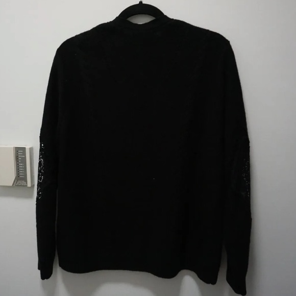 Kobi Halperin Joan Knit Cardigan Lace Sleeve Black Merino Wool Large NWT - Picture 9 of 10